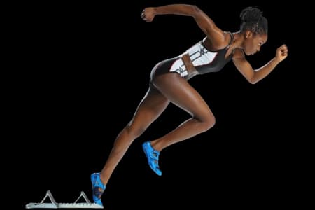 Person beginning a sprint