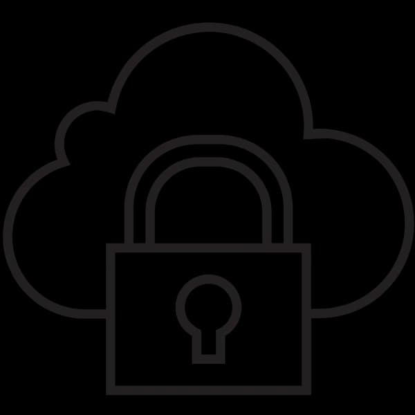 clip art graphic of a keylock over a cloud