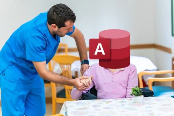 A nurse helping out an Access database